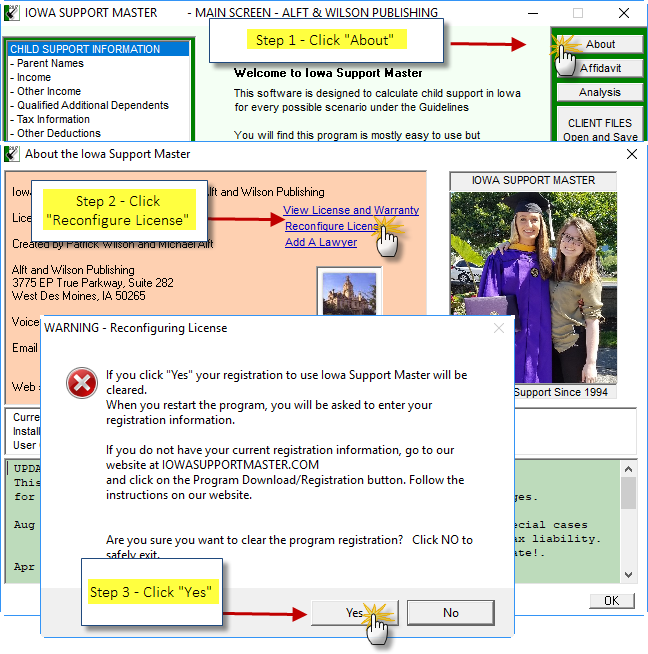 Reconfigure Iowa Support Master License