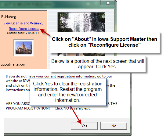 Reconfigure Iowa Support Master License